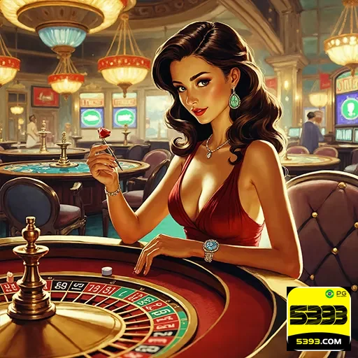 Imagem de um casino moderna no site 5393, com jogos de azar e ambiente elegante.
